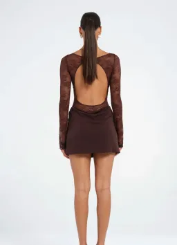 BENNI Oskar Mini Dress in Chocolate for rent on The Volte - image 2