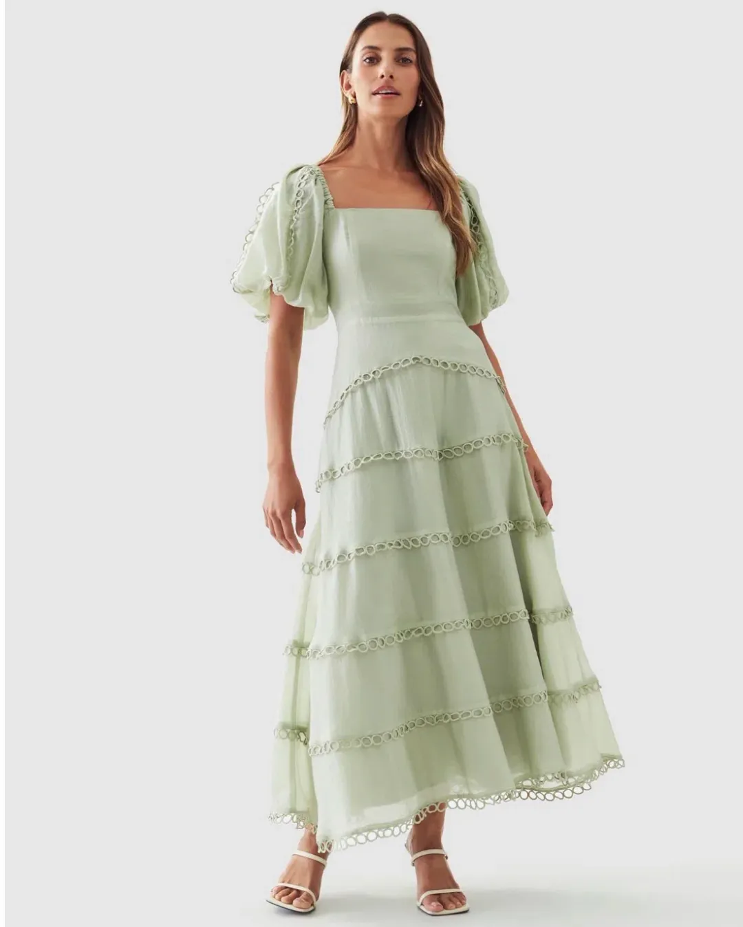 The Fated Bello Midi Dress Green Size 18 for rent on The Volte - main image
