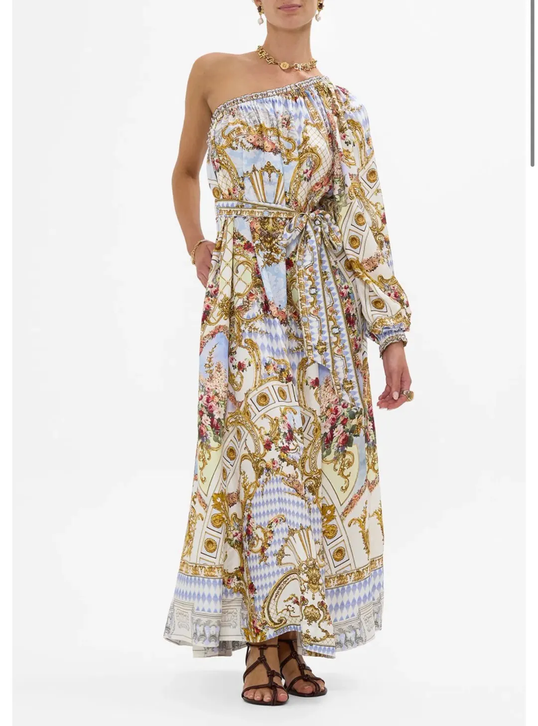 One Shoulder Dress With Blouson Sleeve -Throne Games Size 18 for rent on The Volte - main image