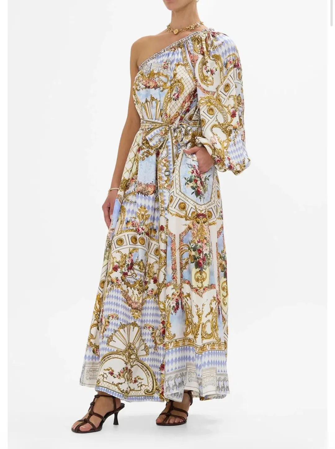 One Shoulder Dress With Blouson Sleeve -Throne Games Size 18 for rent on The Volte - main image