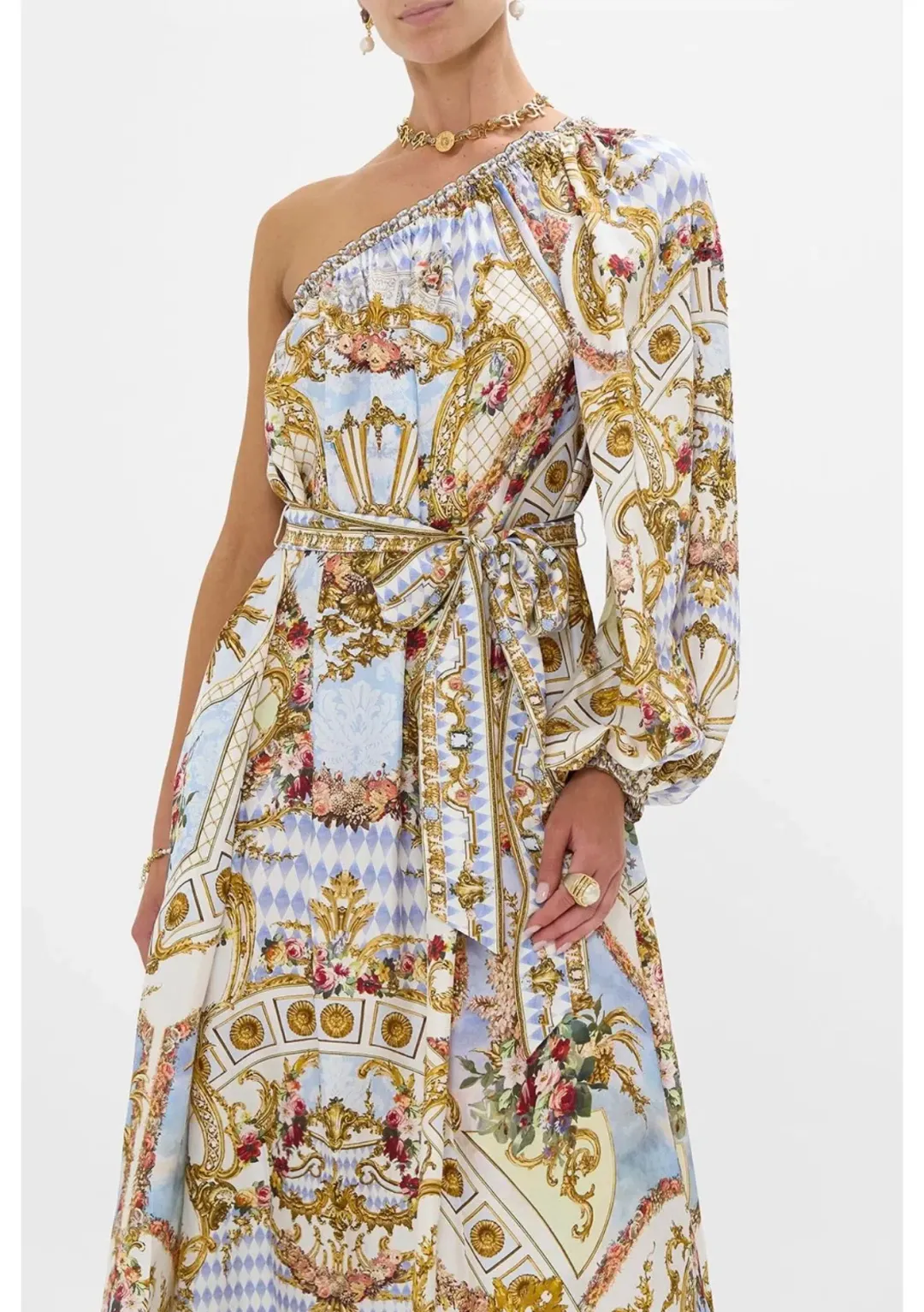 One Shoulder Dress With Blouson Sleeve -Throne Games Size 18 for rent on The Volte - main image