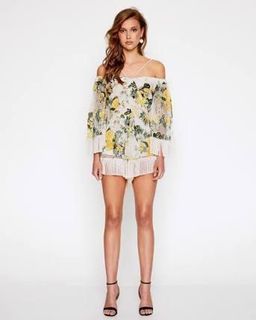 Alice McCall Le Fleur Playsuit Yellow Floral Size 8  for rent on The Volte - image 1
