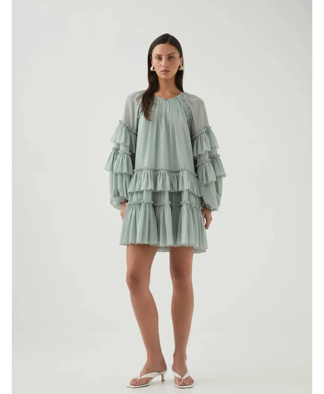 AJE MINA MINI DRESS GREEN 16 for rent on The Volte - main image