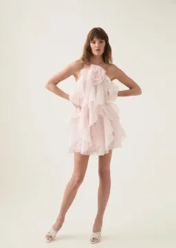 Aje Pandorea Layered Mini Dress Pastel Pink Size 16 for rent on The Volte - image 1