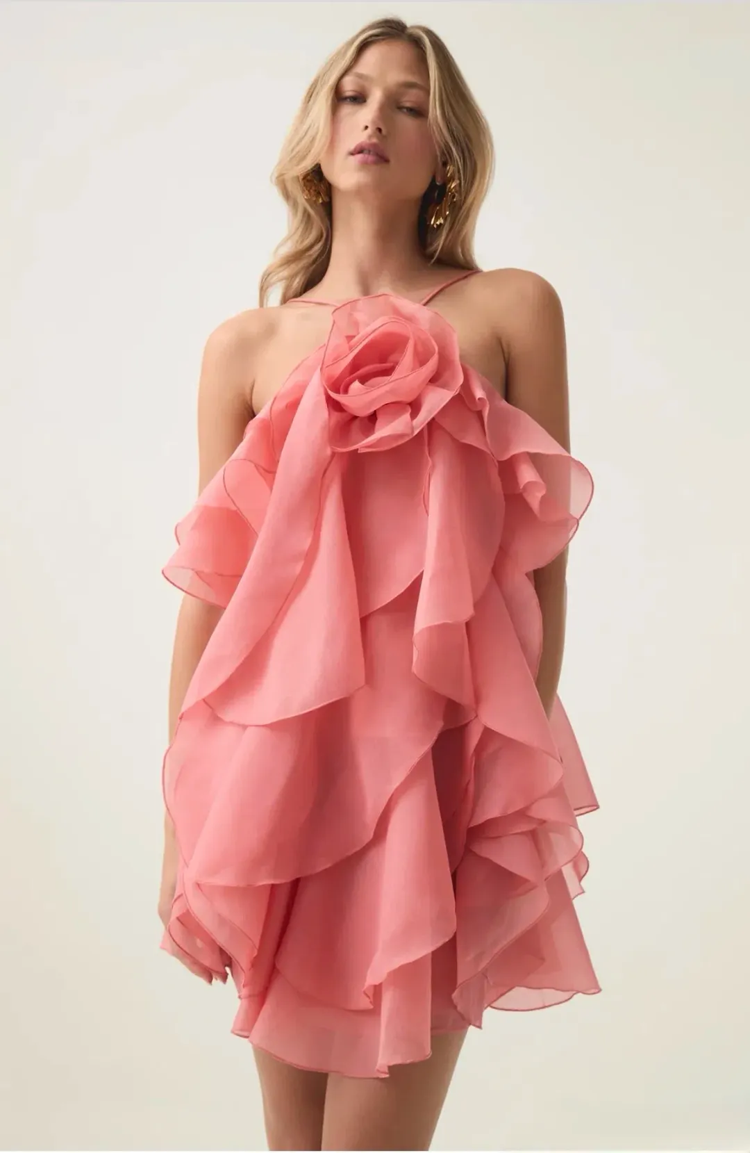Aje Pandorea Layered Mini Dress - Coral Size 16 for rent on The Volte - main image
