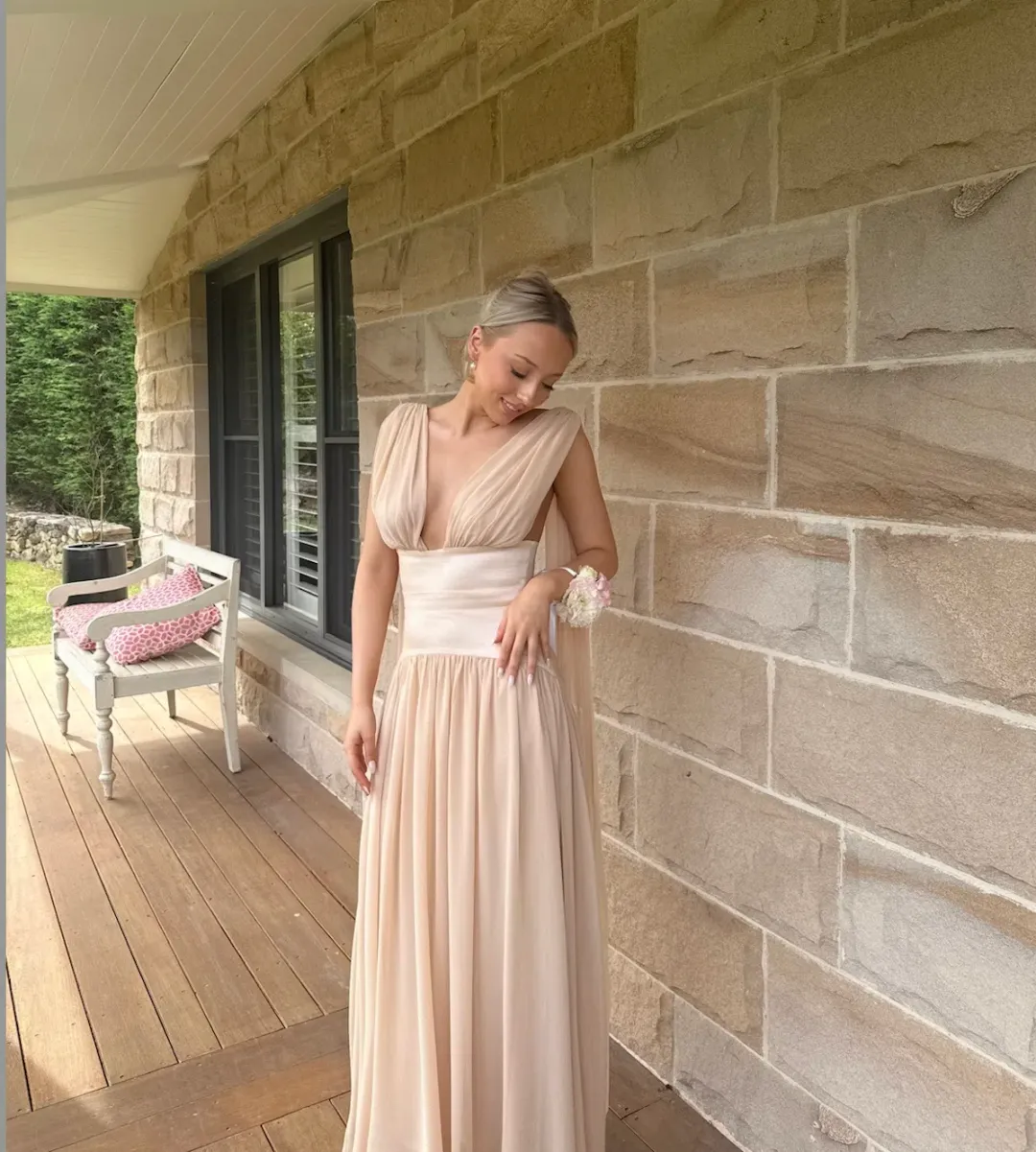 Arcina Ori Ramona Dress in champagne for rent on The Volte - main image