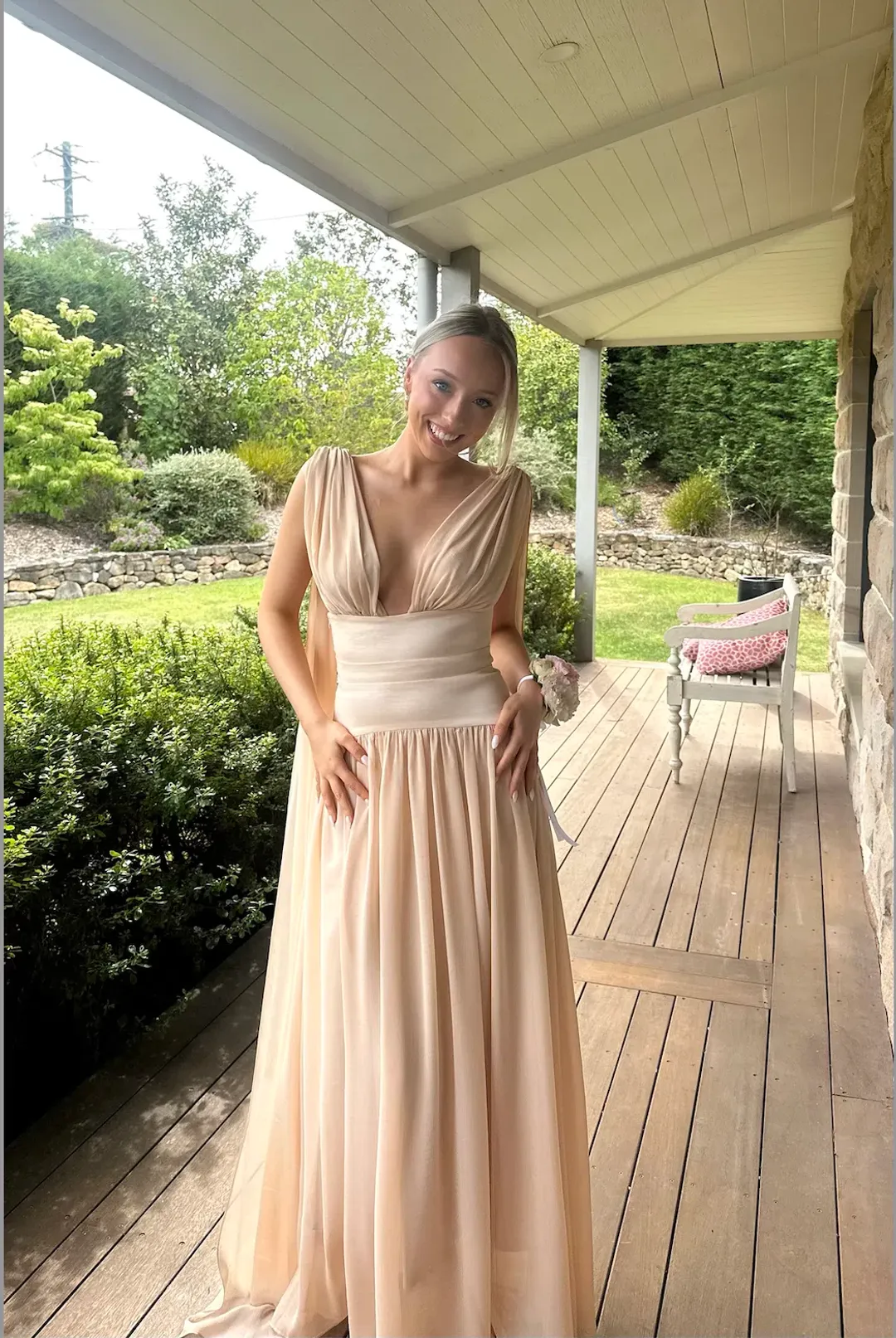 Arcina Ori Ramona Dress in champagne for rent on The Volte - main image