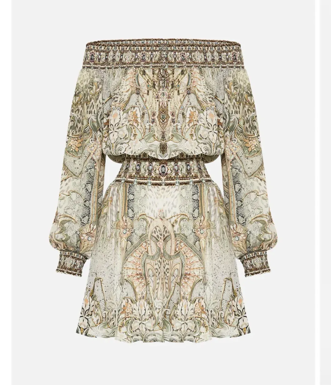 CAMILLA Off Shoulder Short Dress Ivory Tower Tales  for rent on The Volte - main image