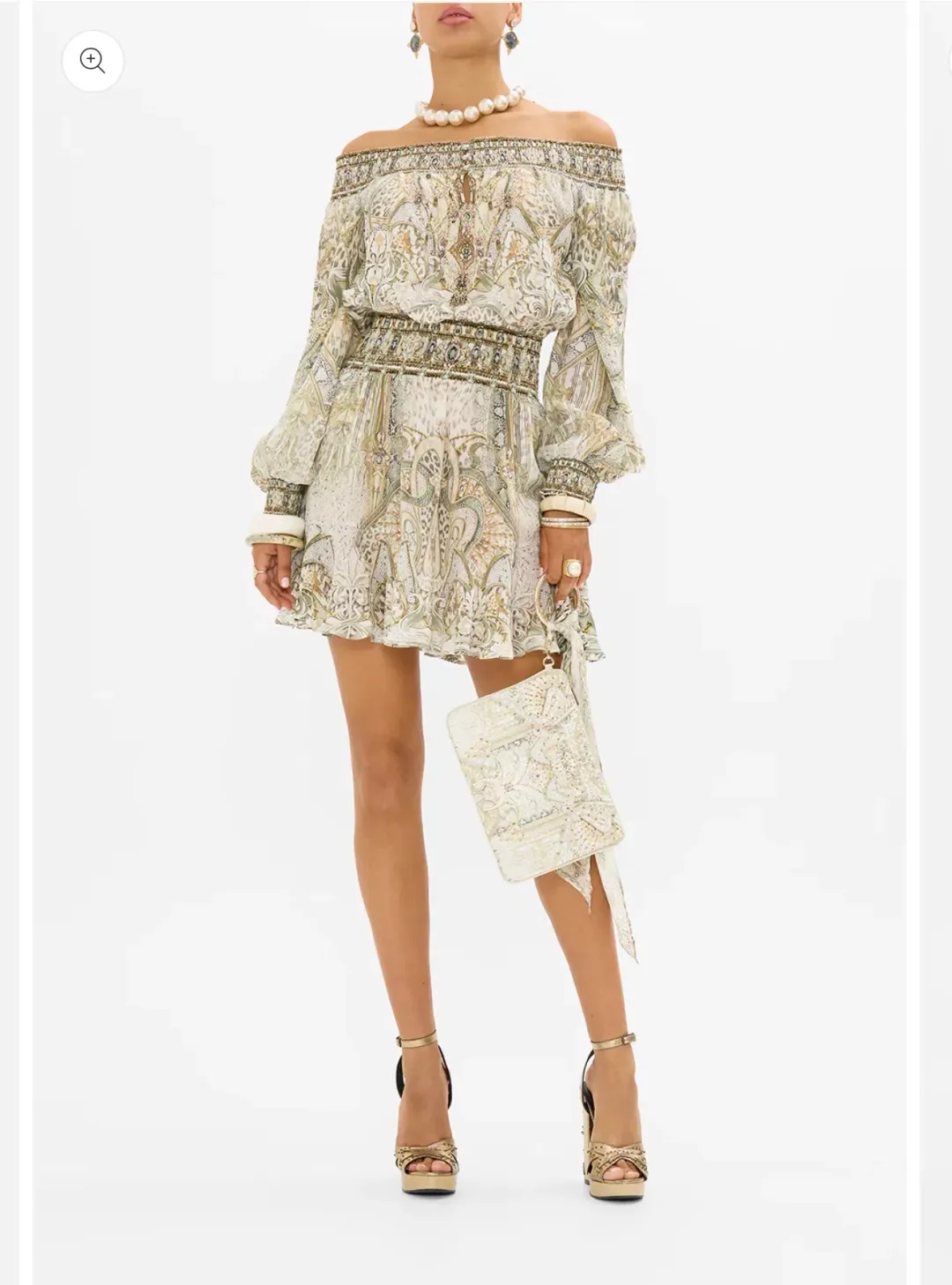 CAMILLA Off Shoulder Short Dress Ivory Tower Tales  for rent on The Volte - main image