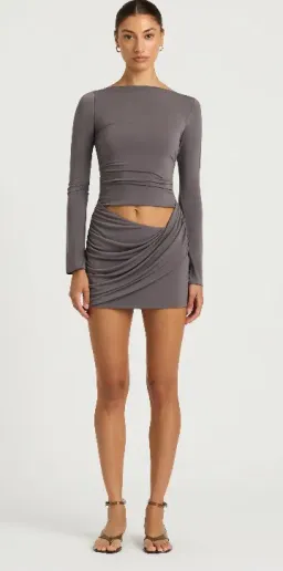 BENNI Wilder Long Sleeve Dress in Charcoal for rent on The Volte - image 3