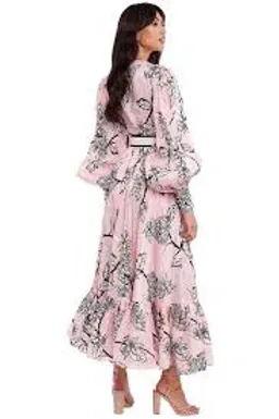 LEO LIN Pina Silk Linen Maxi Dress Floral for rent on The Volte - image 5