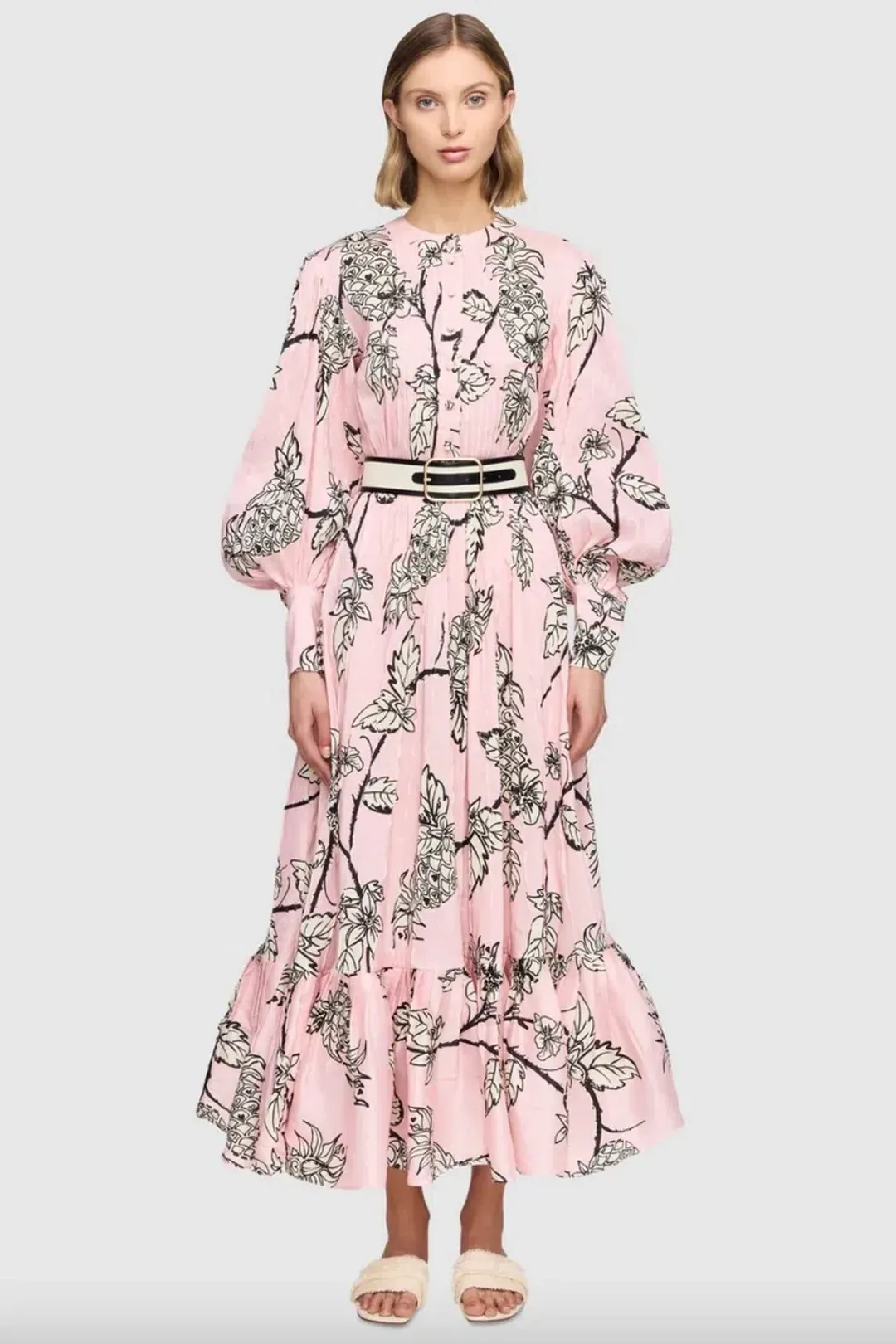 LEO LIN Pina Silk Linen Maxi Dress Floral for rent on The Volte - main image