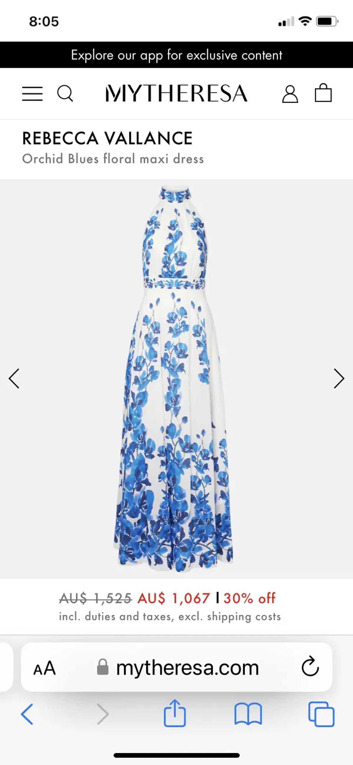 Rebecca Vallance Orchid Blues Floral Maxi for rent on The Volte - main image