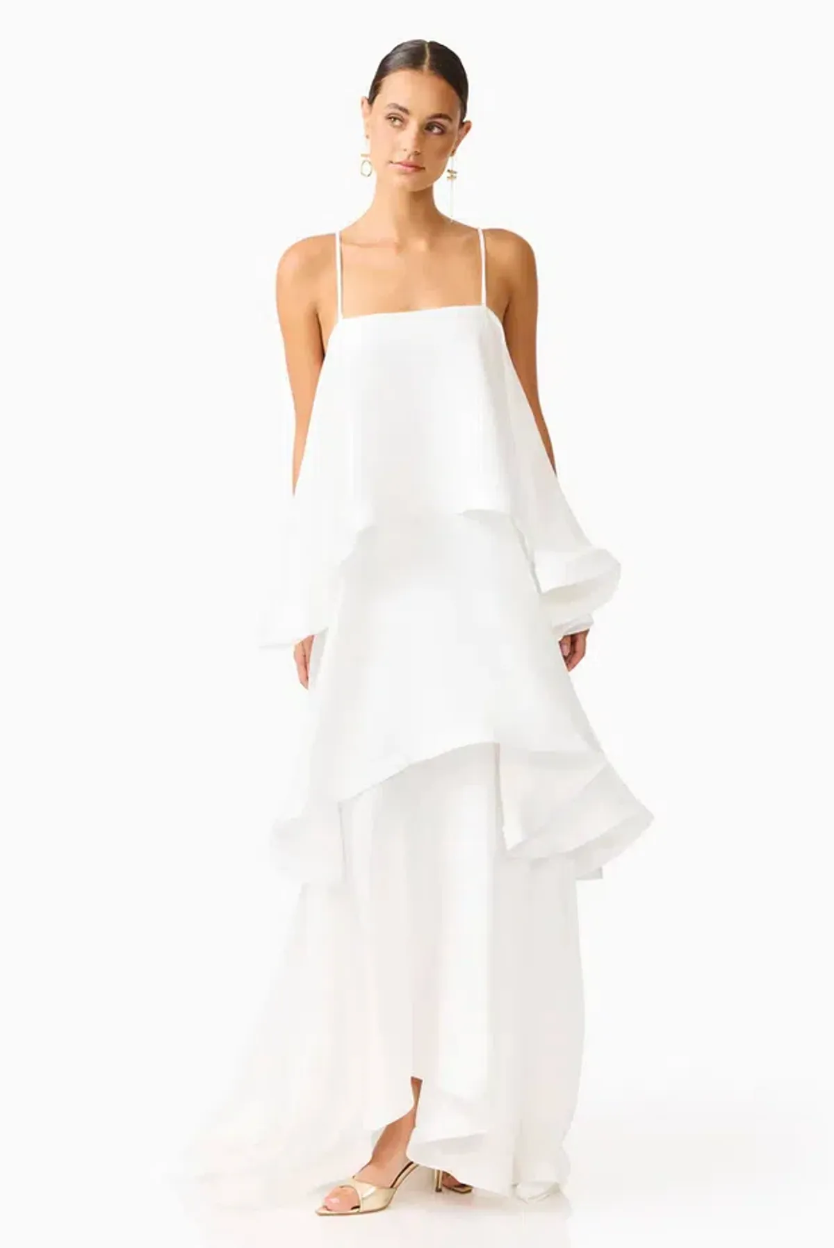 Elliatt Tilly Tiered Maxi Dress in White for rent on The Volte - main image