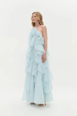 Aje Pandorea Layered Maxi Dress Silver Blue Size 10 for rent on The Volte - image 2