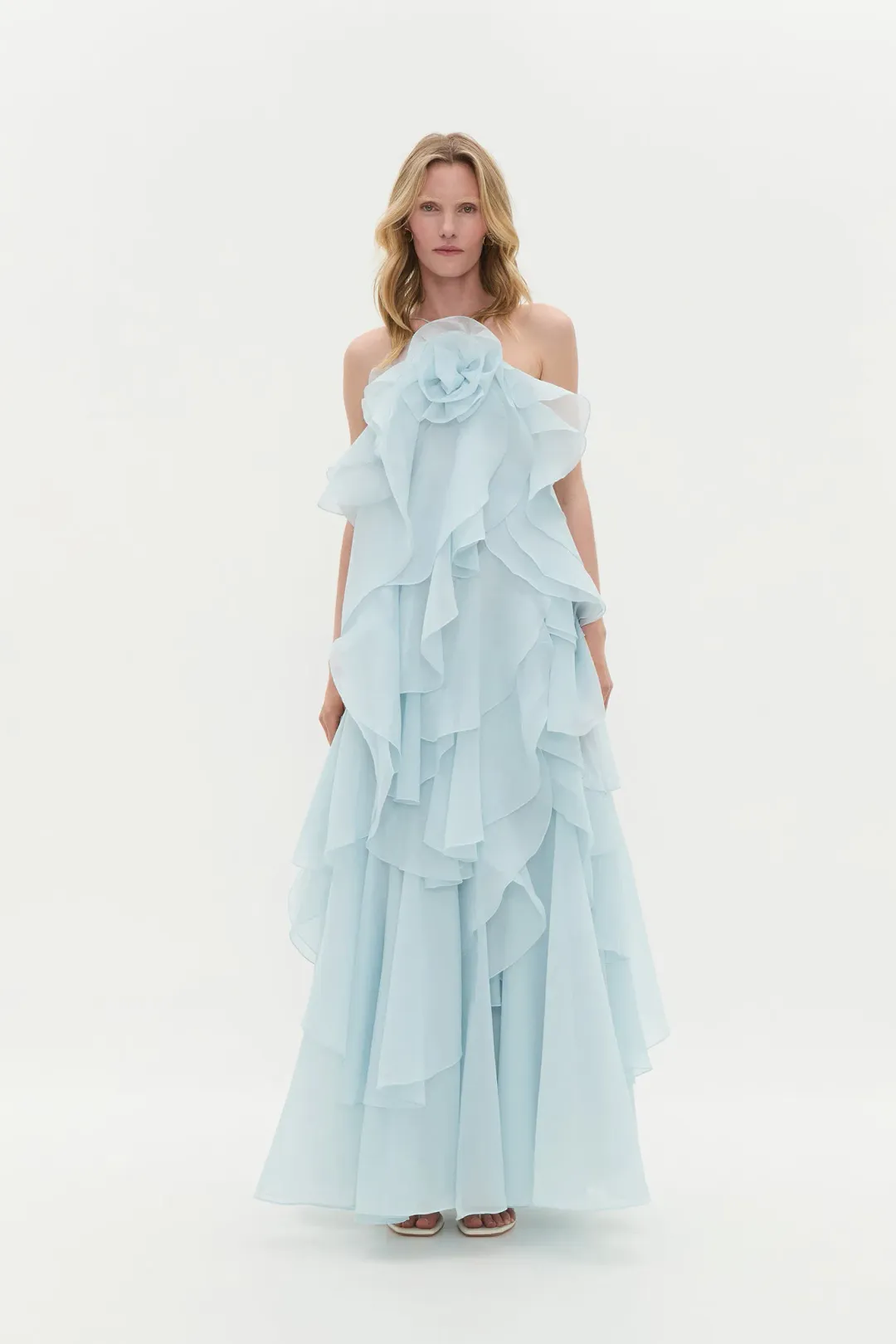 Aje Pandorea Layered Maxi Dress Silver Blue Size 10 for rent on The Volte - main image