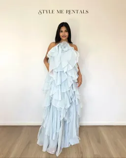 Aje Pandorea Layered Maxi Dress Silver Blue Size 10 for rent on The Volte - image 4