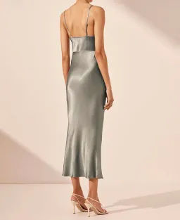 Shona Joy La Lune Bias Cowl Midi Dress - Olive - Size 10 for rent on The Volte - image 3