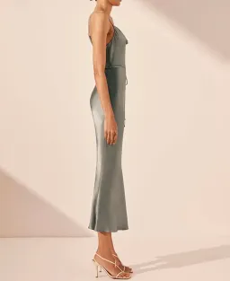 Shona Joy La Lune Bias Cowl Midi Dress - Olive - Size 10 for rent on The Volte - image 2