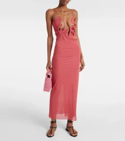 Christopher Esber Molded Venus cutout mesh maxi dress size 8 Cayenne/Coral/Pink for rent on The Volte - image 1