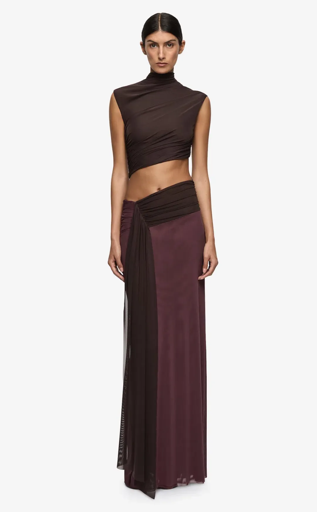 Bec & Bridge Conni Maxi Dress in Dark Chocolate/Aubergine Size AU 10 for rent on The Volte - main image
