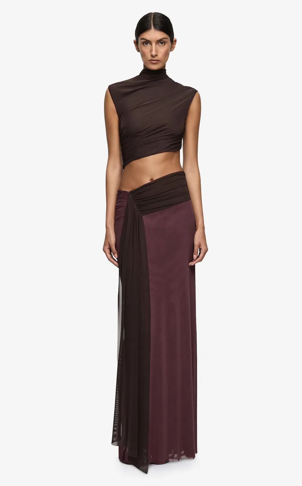 Bec & Bridge Conni Maxi Dress in Dark Chocolate/Aubergine Size AU 10 for rent on The Volte - main image