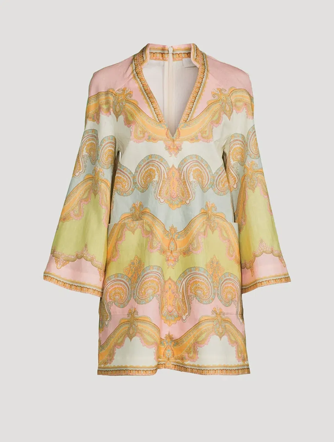 Zimmermann Maxine Tunic Mini Dress in Gold Paisley Size 2 / AU 12 for rent on The Volte - main image