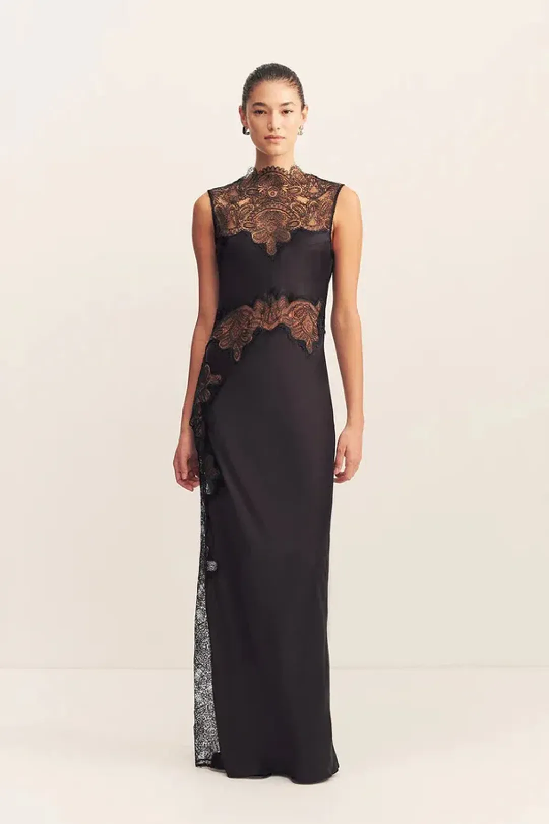 Shona Joy Jamila Lace High Neck Maxi Dress; size 8 for rent on The Volte - main image