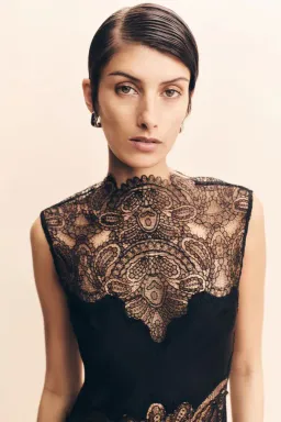 Shona Joy Jamila Lace High Neck Maxi Dress; size 8 for rent on The Volte - image 2
