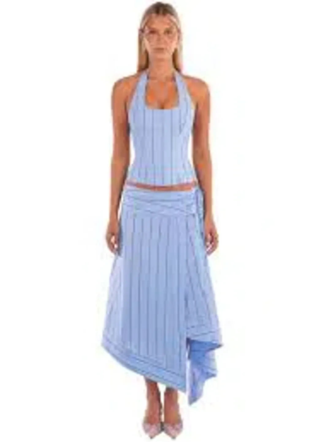 I AM DELILAH Sabrina set corset & skirt in blue for rent on The Volte - main image