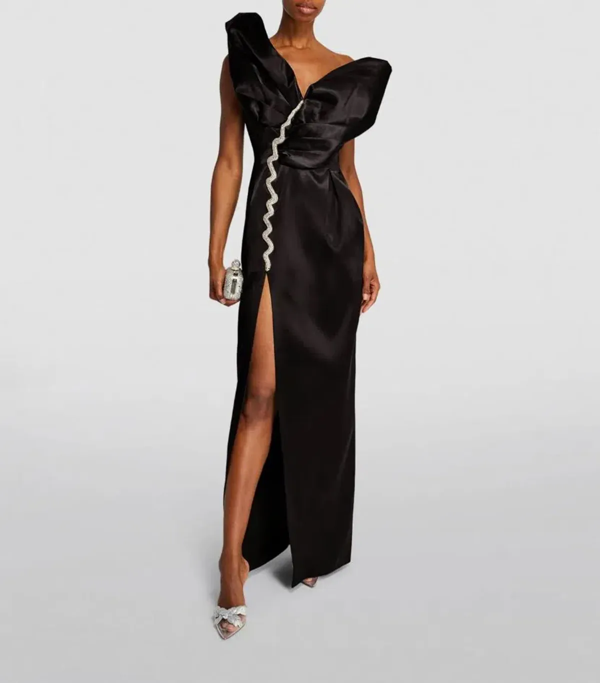 🖤 RACHEL GILBERT Vivi Gown – Black – Size 8 AU - Embellished Satin Formal Maxi Dress 🖤 for rent on The Volte - main image