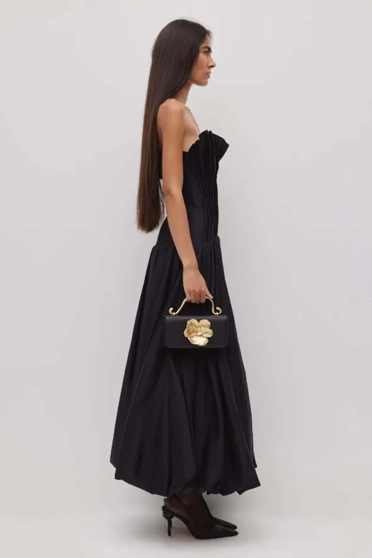 🖤 AJE Ivy Bubble Hem Gown – Black – Size 10 AU Strapless Formal Maxi Dress🖤 for rent on The Volte - main image