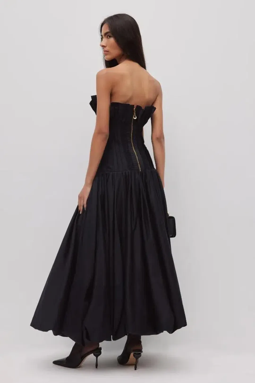 🖤 AJE Ivy Bubble Hem Gown – Black – Size 10 AU Strapless Formal Maxi Dress🖤 for rent on The Volte - main image