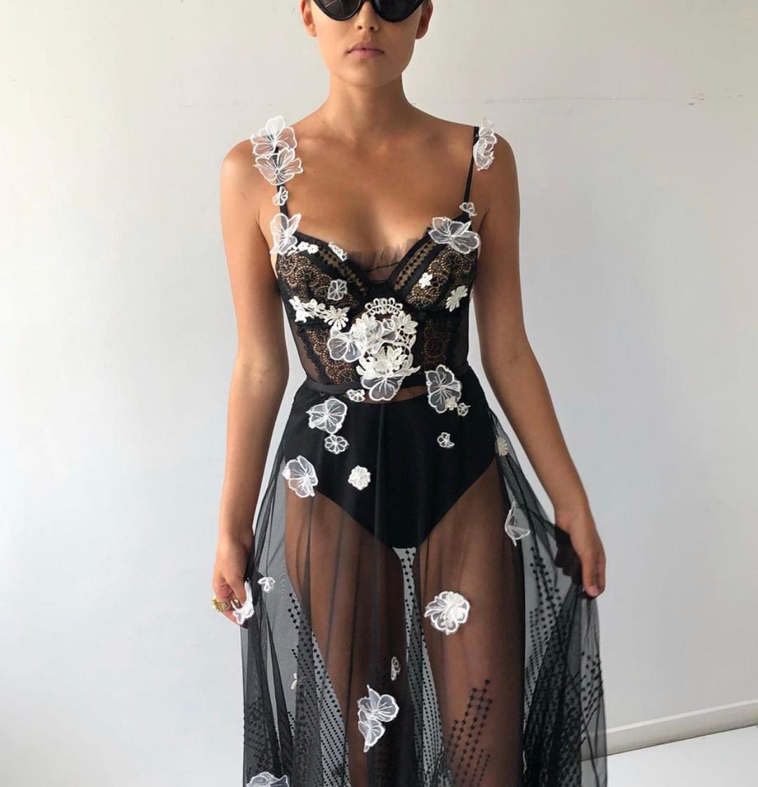 Judy Copley Couture Daisy Galore Black + White Size 8 for rent on The Volte - main image