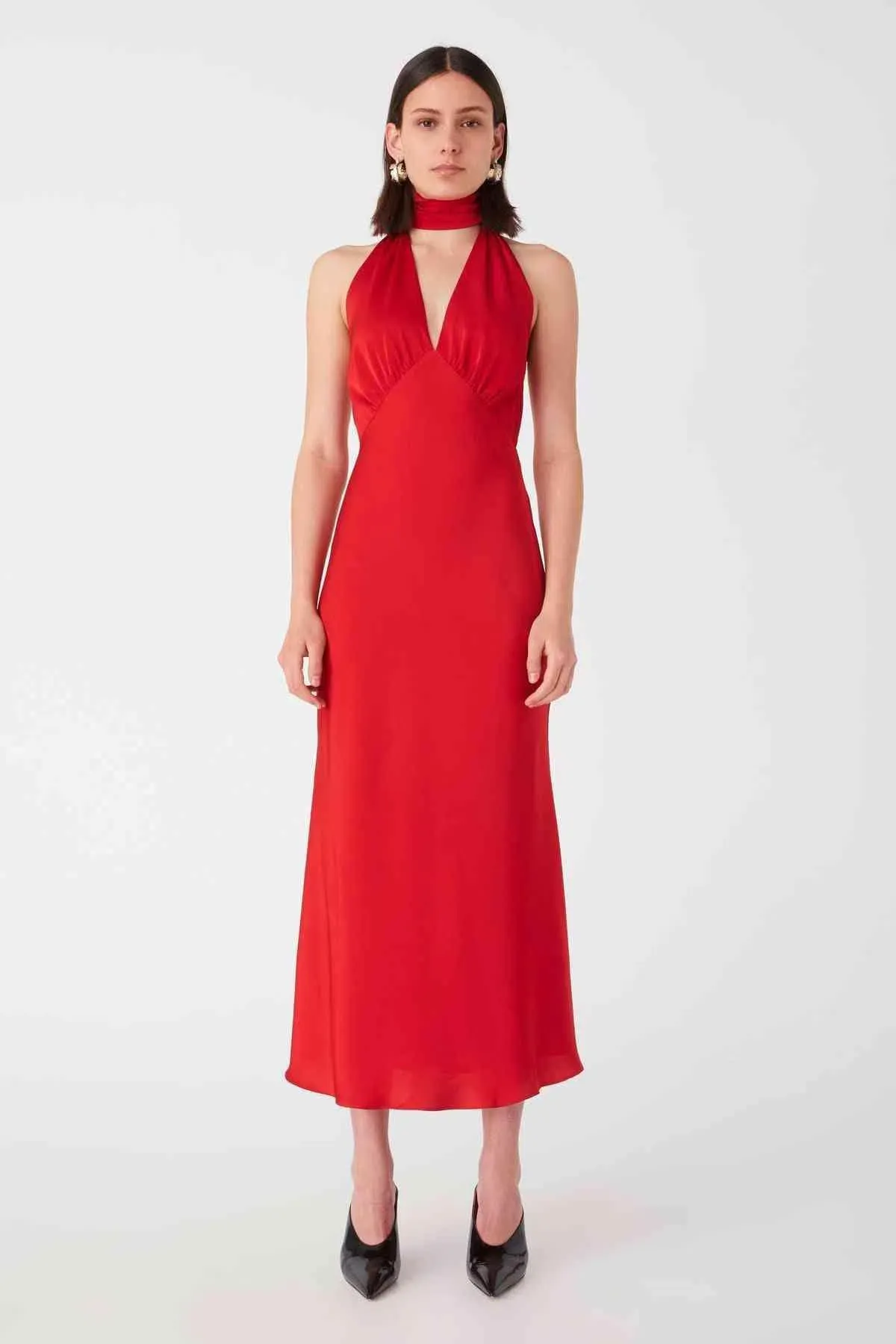 Federica Satin Midi Dress for rent on The Volte - main image