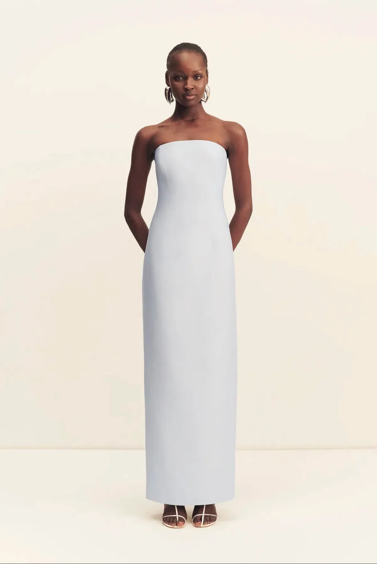Shona Joy Otis Strapless Panneled Maxi Dress Sky Size 10 for rent on The Volte - main image