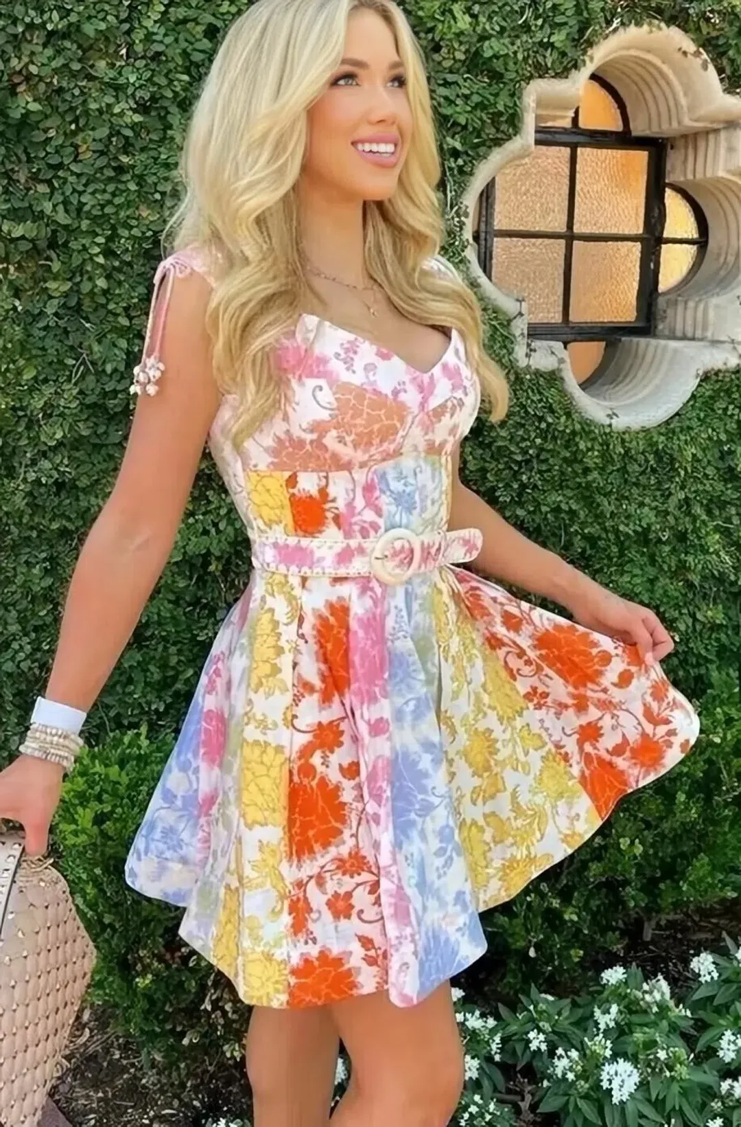 Zimmermann Postcard Spliced Mini Dress in Tonal Floral Size 2 AU 12 for rent on The Volte - main image