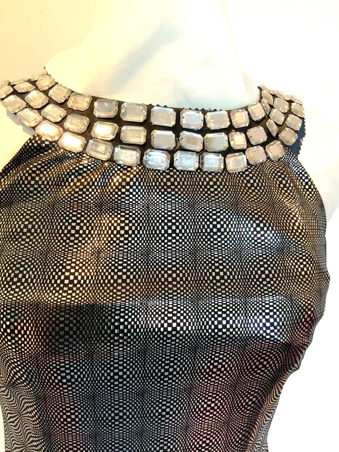 Valentino black and silver geometric mini dress for rent on The Volte - main image