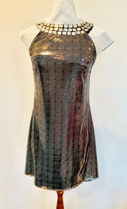 Valentino black and silver geometric mini dress for rent on The Volte - image 1