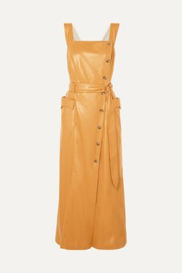 Nanushka - Moun belted vegan leather wrap-effect midi dress in Mustard Yellow (size S/8) for rent on The Volte - image 2