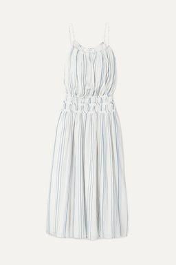 Frame Shirred Striped Cotton Voile Midi Dress Print Size 6 for rent on The Volte - image 4