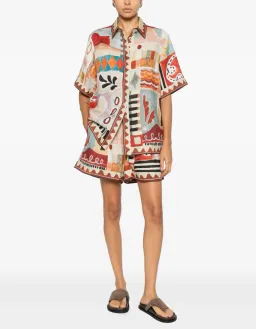 Alemais Michelle Shirt Shorts Set Moroccan Print Size 12 for rent on The Volte - image 1