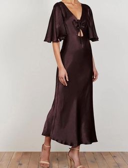 Shona Joy Wright Flutter Sleeve Bias Midi Dress Espresso Size 8 for rent on The Volte - image 6
