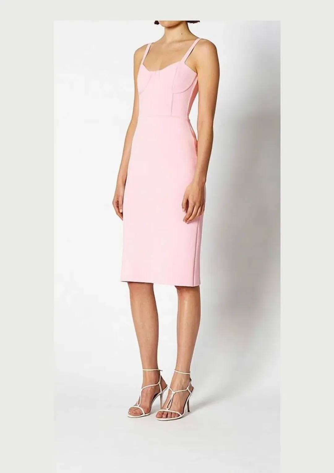 Scanlan Theodore Crepe Knit Bustier Dress Pink Size 8 for rent on The Volte - main image