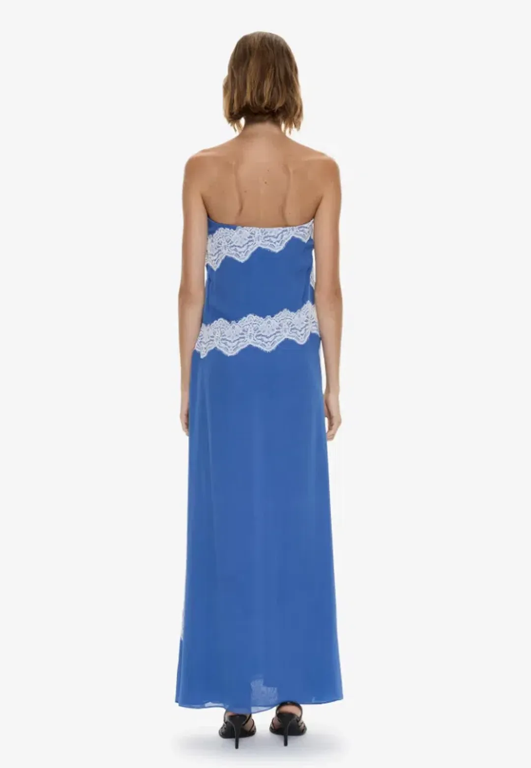 Christopher Esber Verve Lace Strapless Dress azurite white Size 6 for rent on The Volte - main image