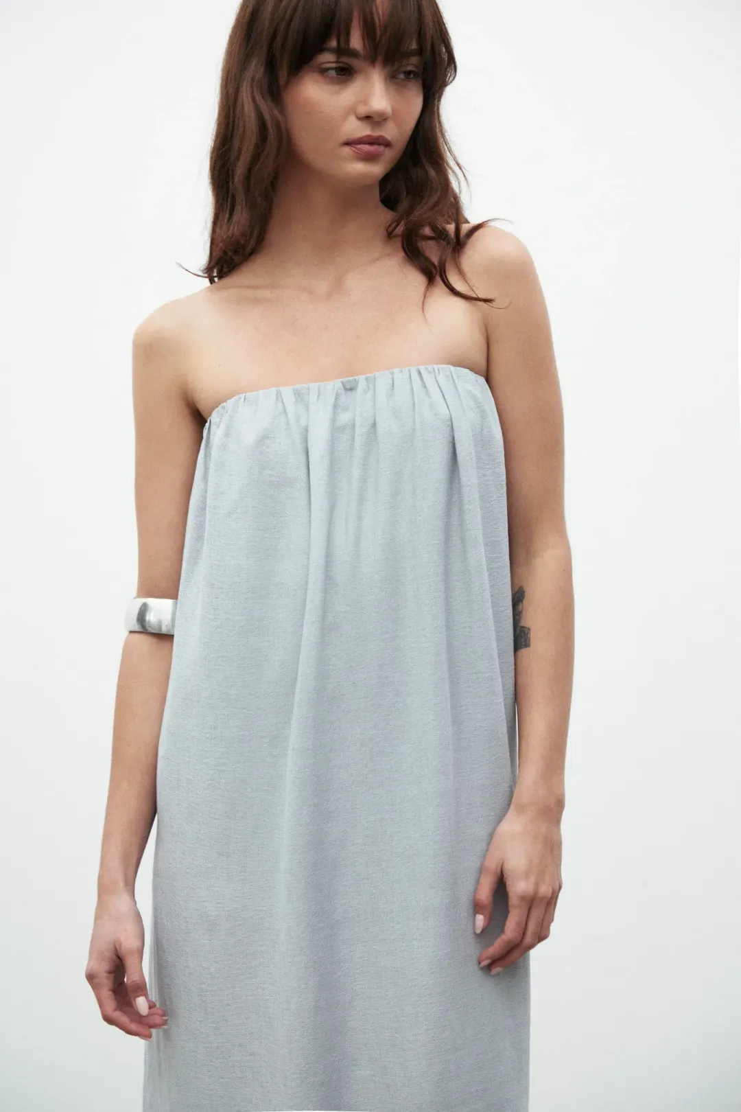 Bayse Zuri Linen Midi Dress Mist Blue Size 10 / M for rent on The Volte - main image