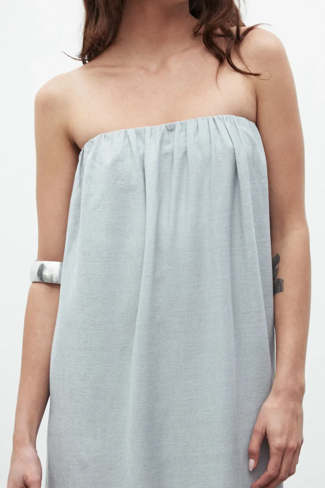 Bayse Zuri Linen Midi Dress Mist Blue Size 10 / M for rent on The Volte - main image