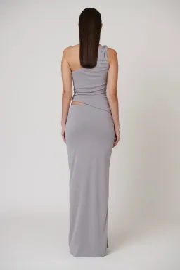 Bayse Maia Draped Maxi Skirt Blue Steel Size 8 / S — Races, Cocktail, Wedding Guest for rent on The Volte - image 3