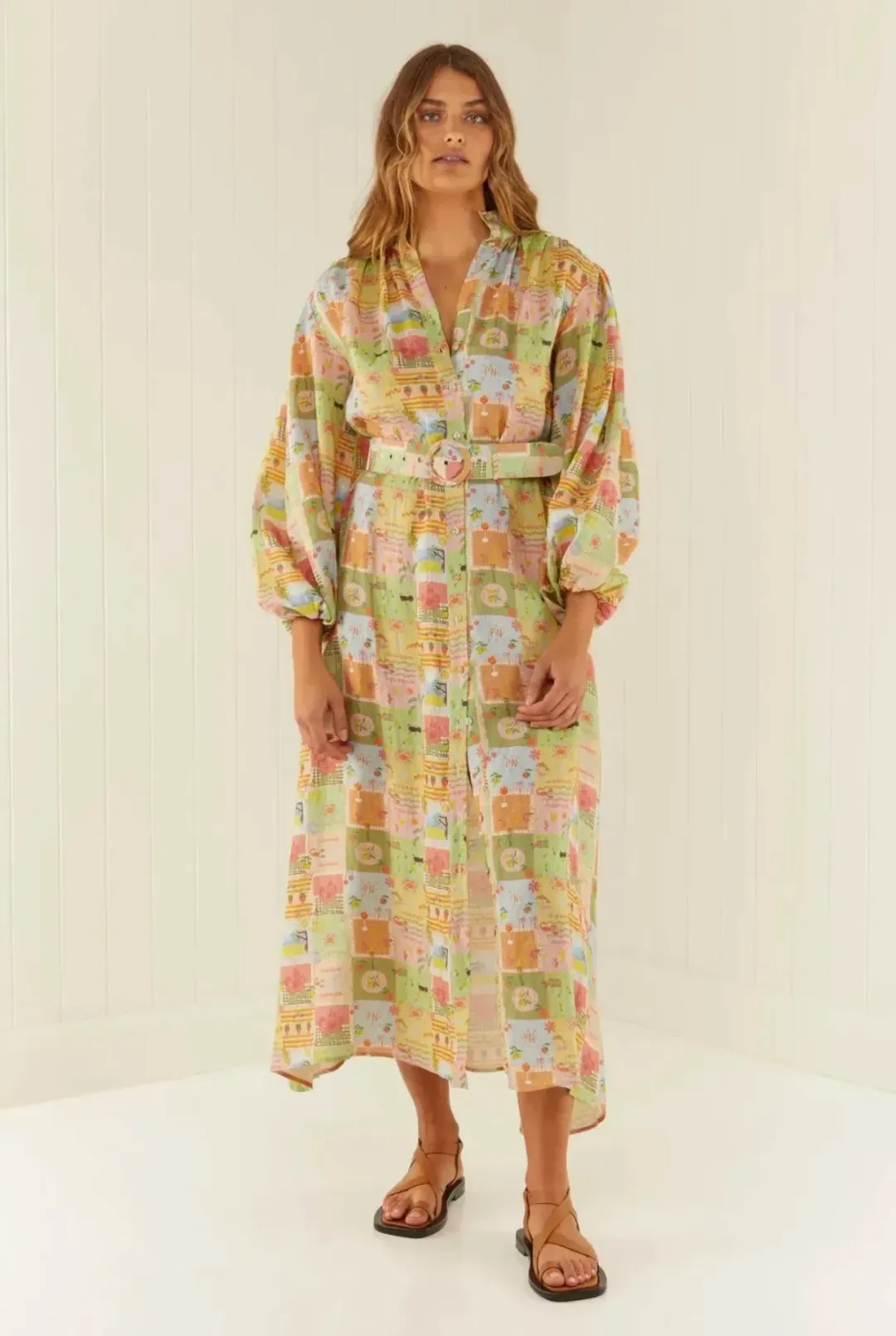 PALM NOOSA NODDY DRESS NOOSA TILES PRINT MULTI SIZE - SIZE 12 for rent on The Volte - main image