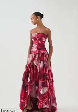 Aje Flora Gown Prismatic Floral Red  for rent on The Volte - image 1